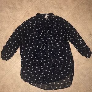 NAVY Polka Dot Sheer Top
